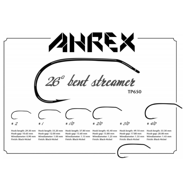 Ahrex Tp650 26 Degree Bent Streamer #4/0 Trout Fly Tying Hooks